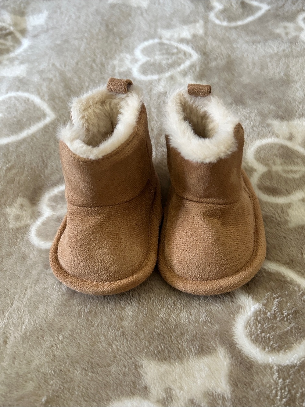 Cloud island Tan Faux-Shearling Baby Booties - Kids Shoes